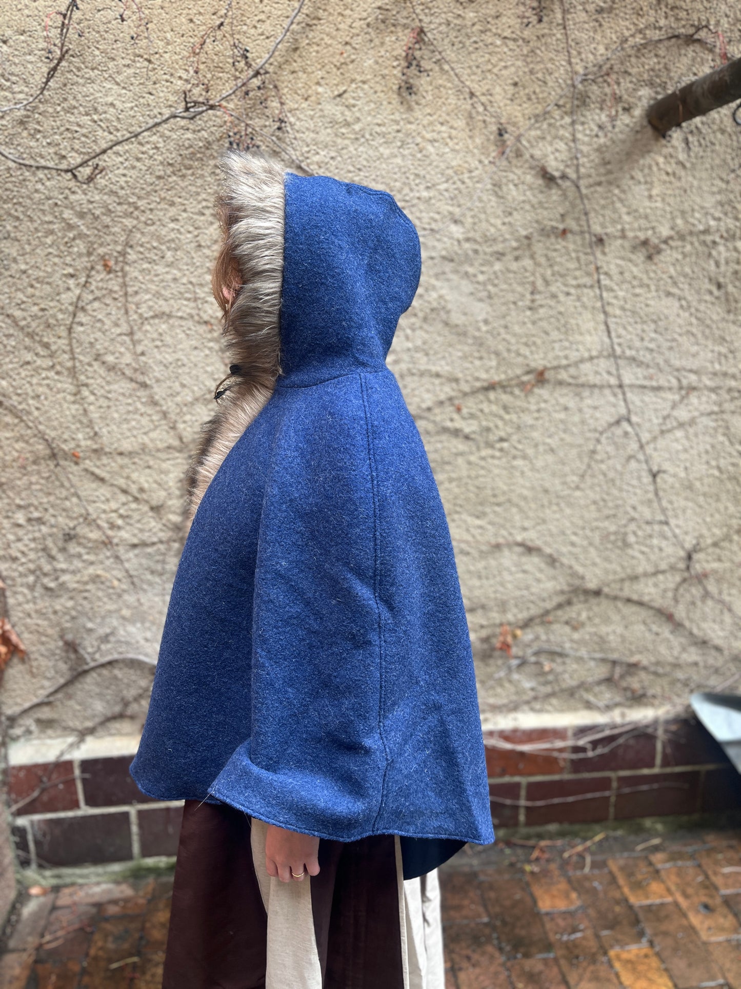 Blaudruck Greiz Damenumhang Walkloden Affra