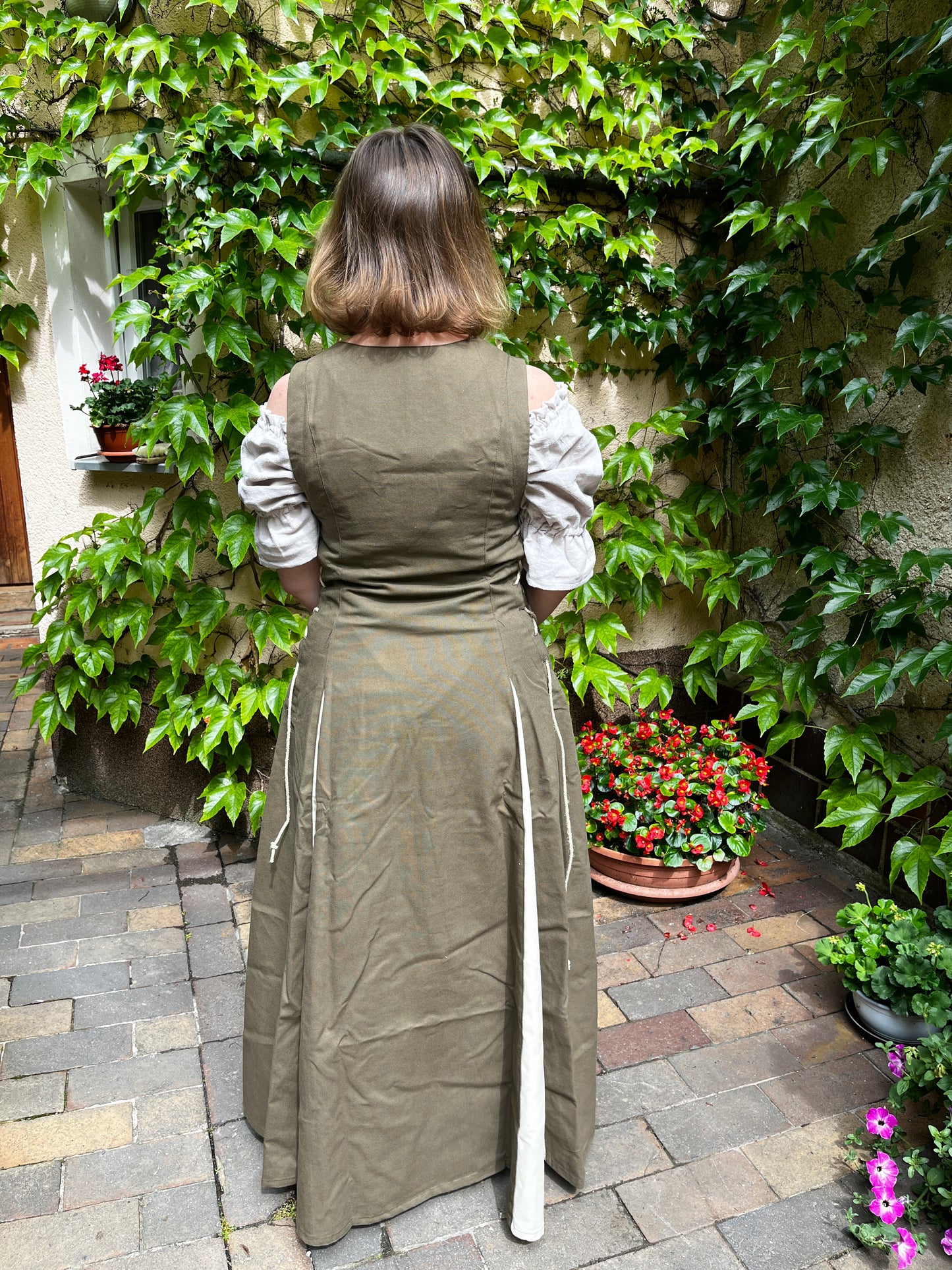 Blaudruck Greiz Kleid M11 Canvas Amalinde braun