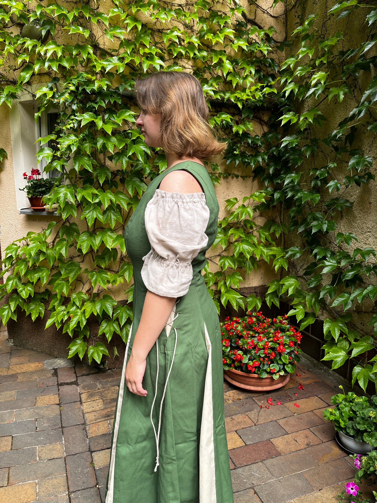 Blaudruck Greiz Kleid M11 Canvas Amalinde grün