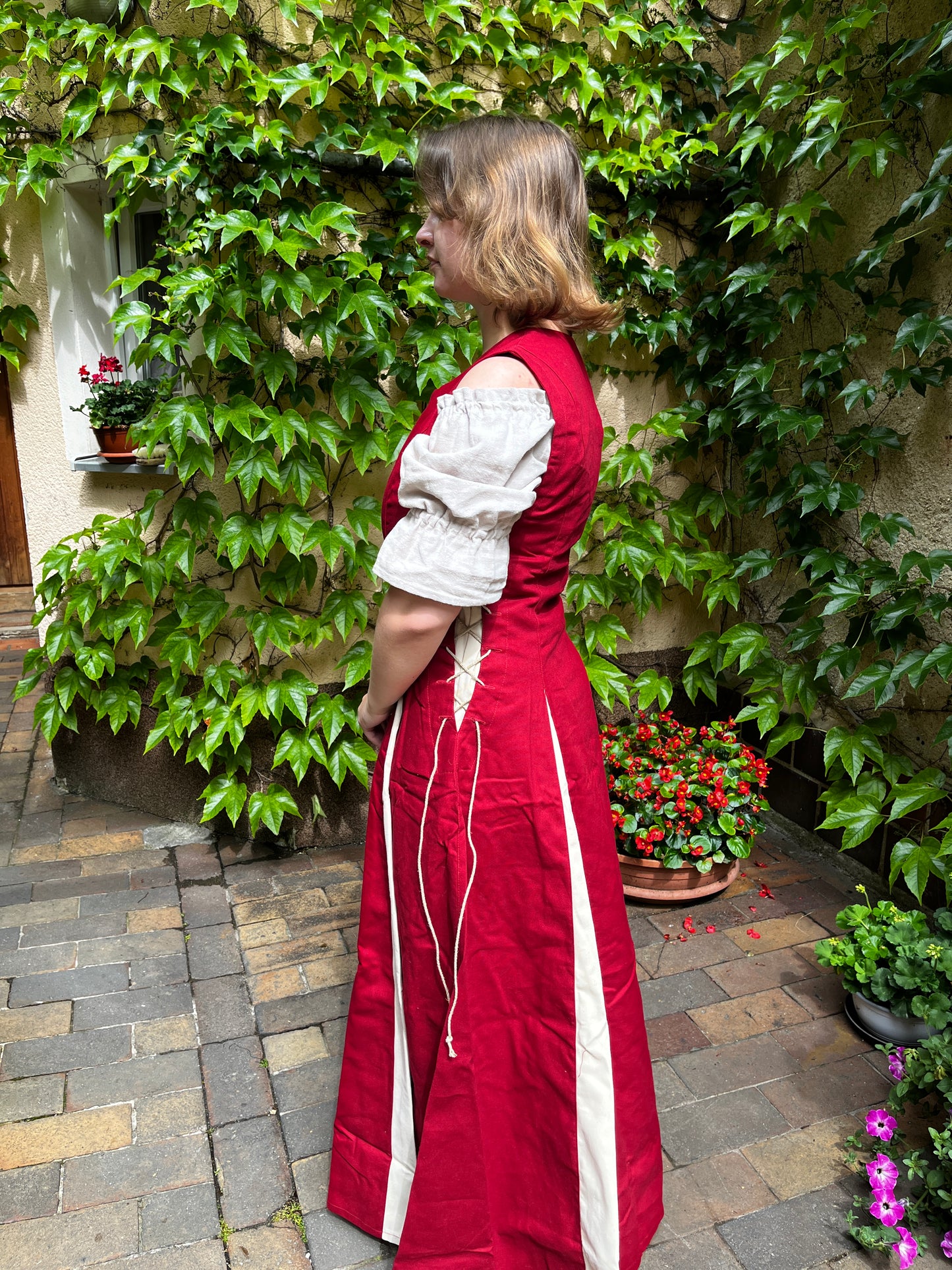 Blaudruck Greiz Kleid M11 Canvas Amalinde rot
