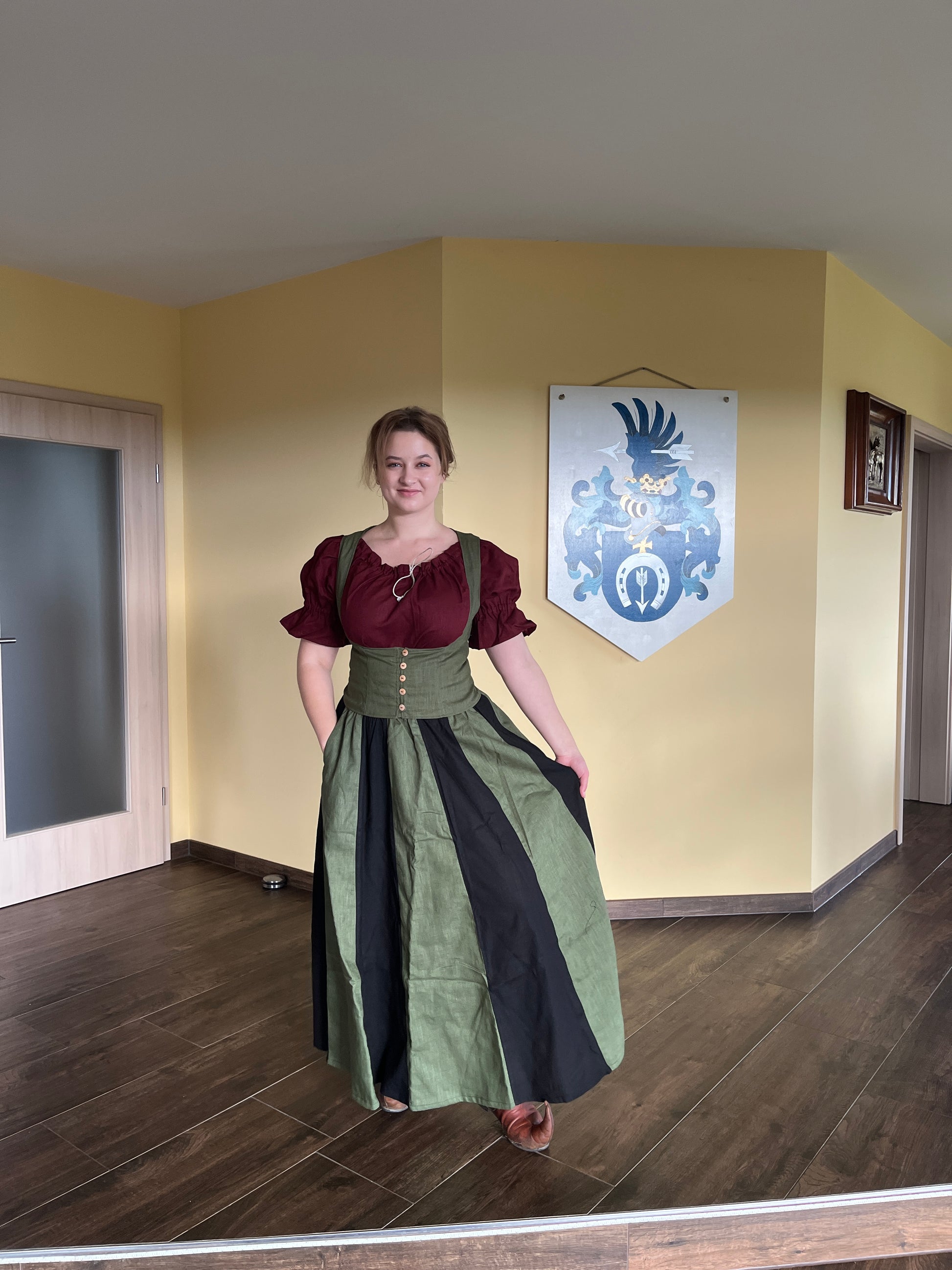 Blaudruck Greiz Kapuzenkleid Elisabeth