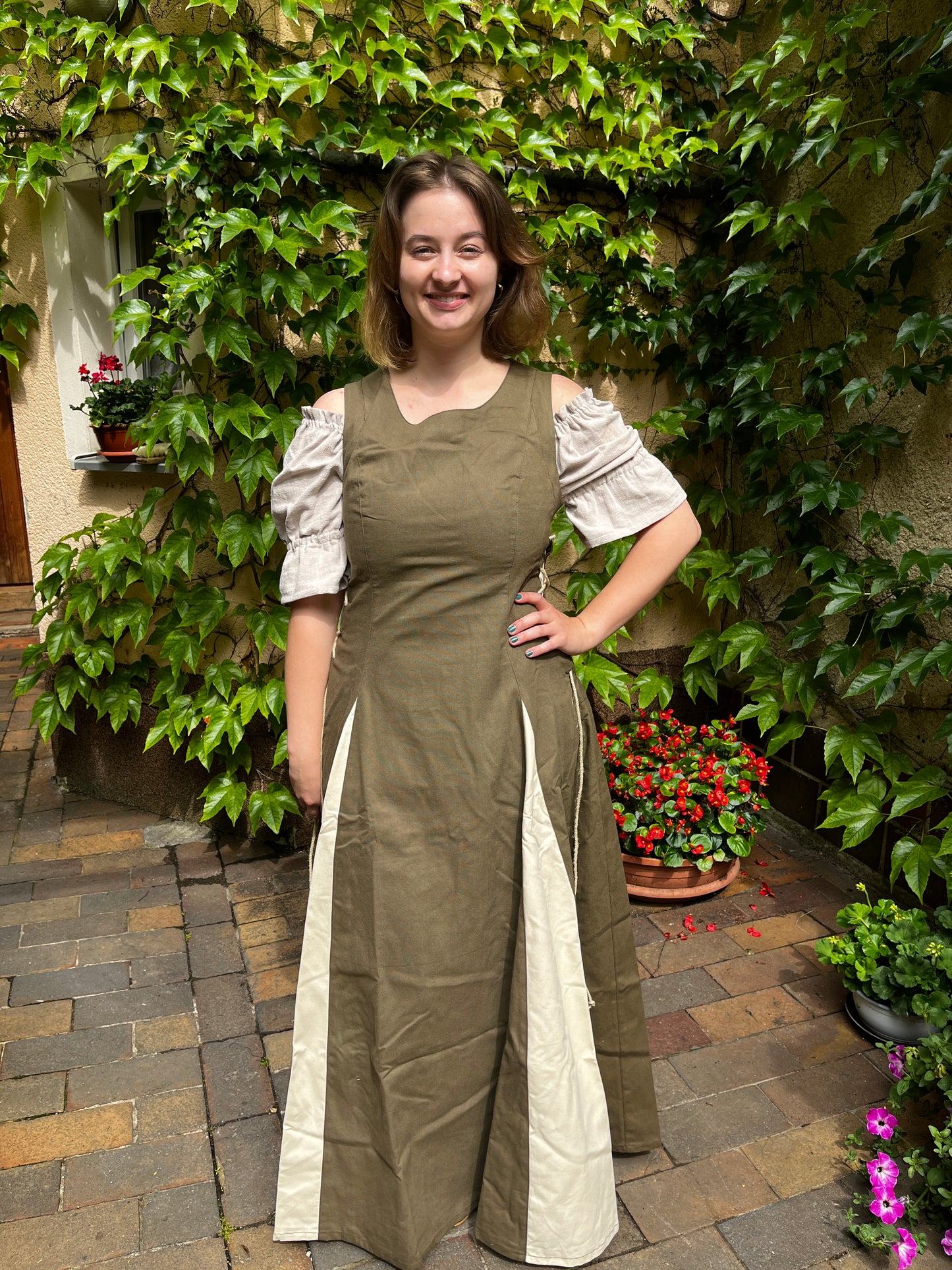 Blaudruck Greiz Kleid M11 Canvas Amalinde braun