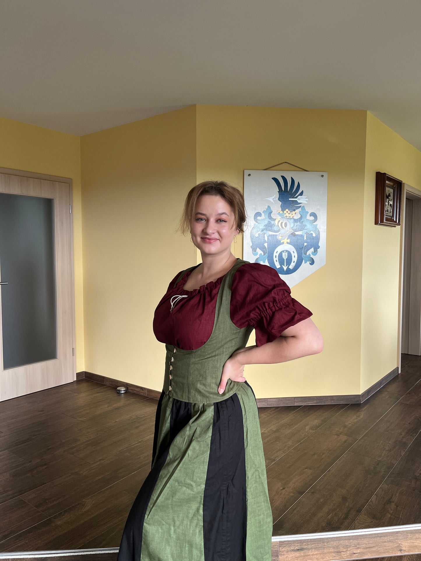 Blaudruck Greiz Unterbrustweste Jonatha