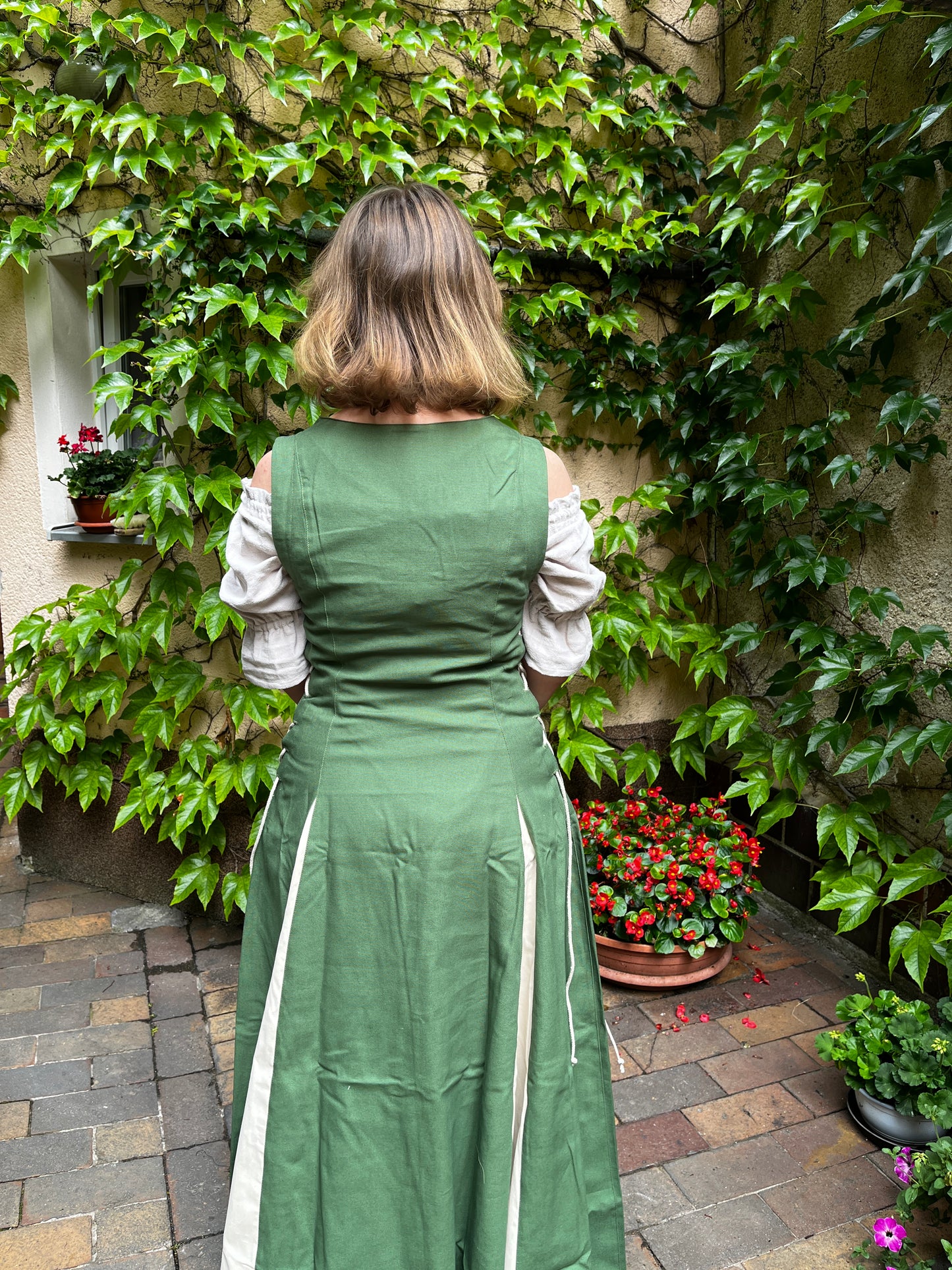 Blaudruck Greiz Kleid M11 Canvas Amalinde grün