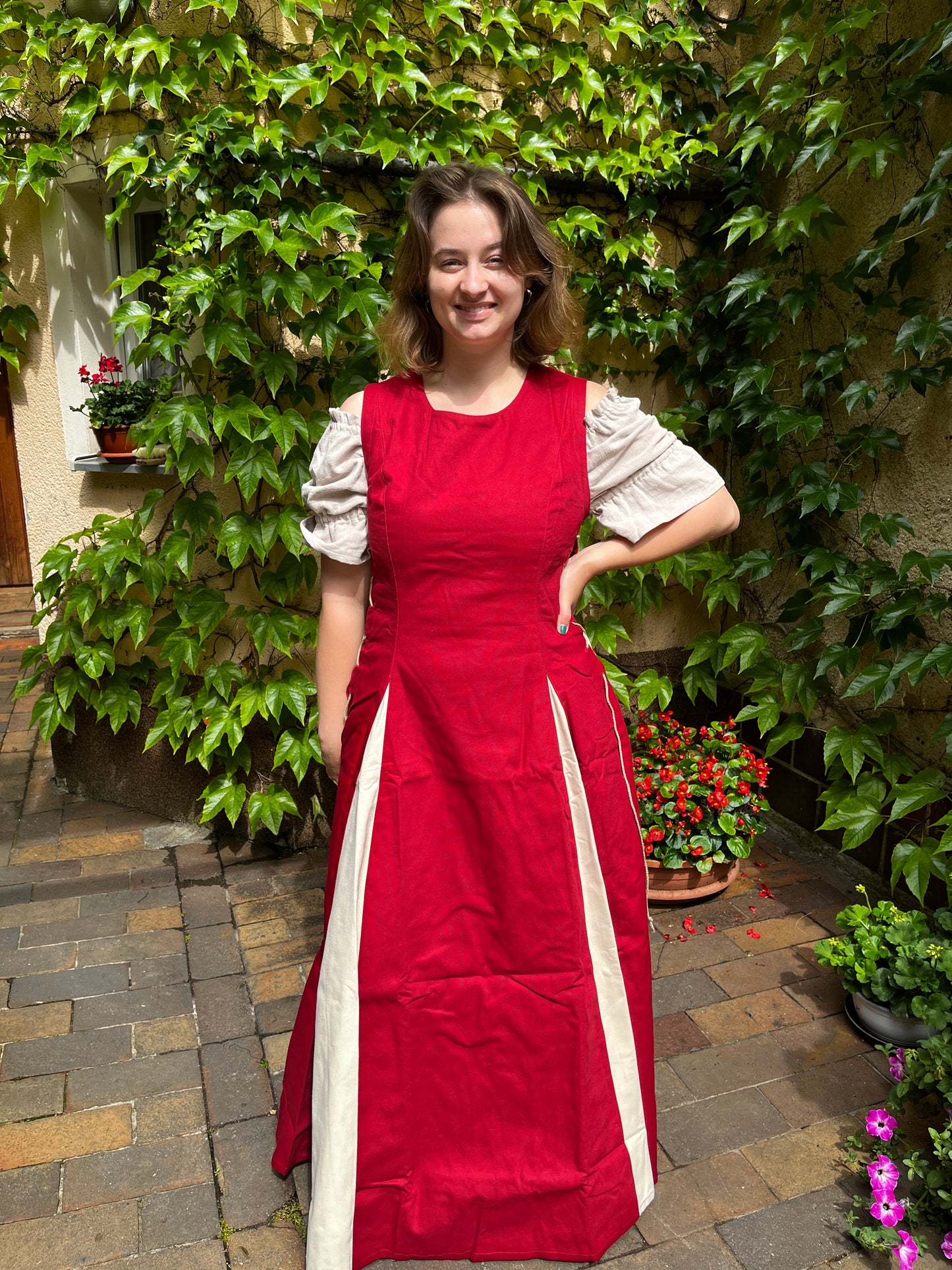 Blaudruck Greiz Kleid M11 Canvas Amalinde rot