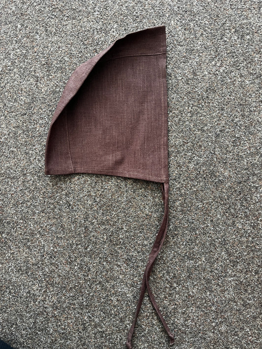 Blaudruck Greiz Bundhaube Leinen Braun