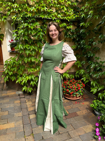 Blaudruck Greiz Kleid M11 Canvas Amalinde grün