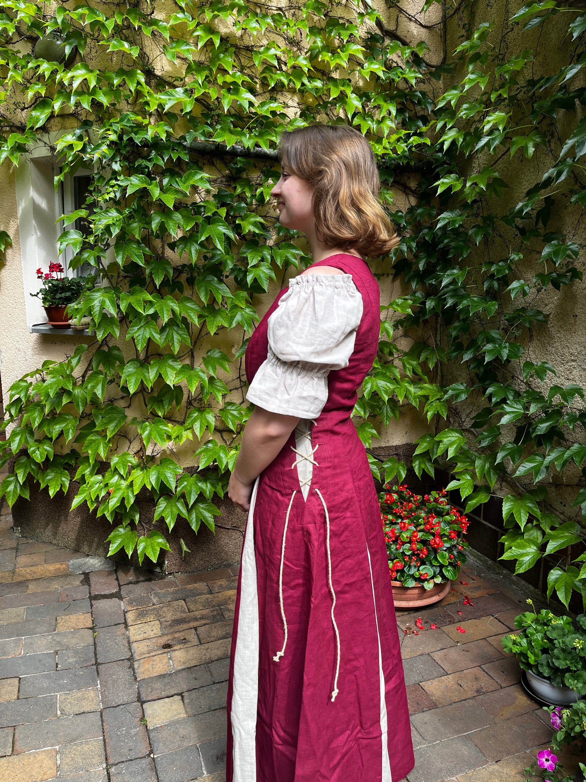 Blaudruck Greiz Kleid M11 Leinenkleid Martsch rot