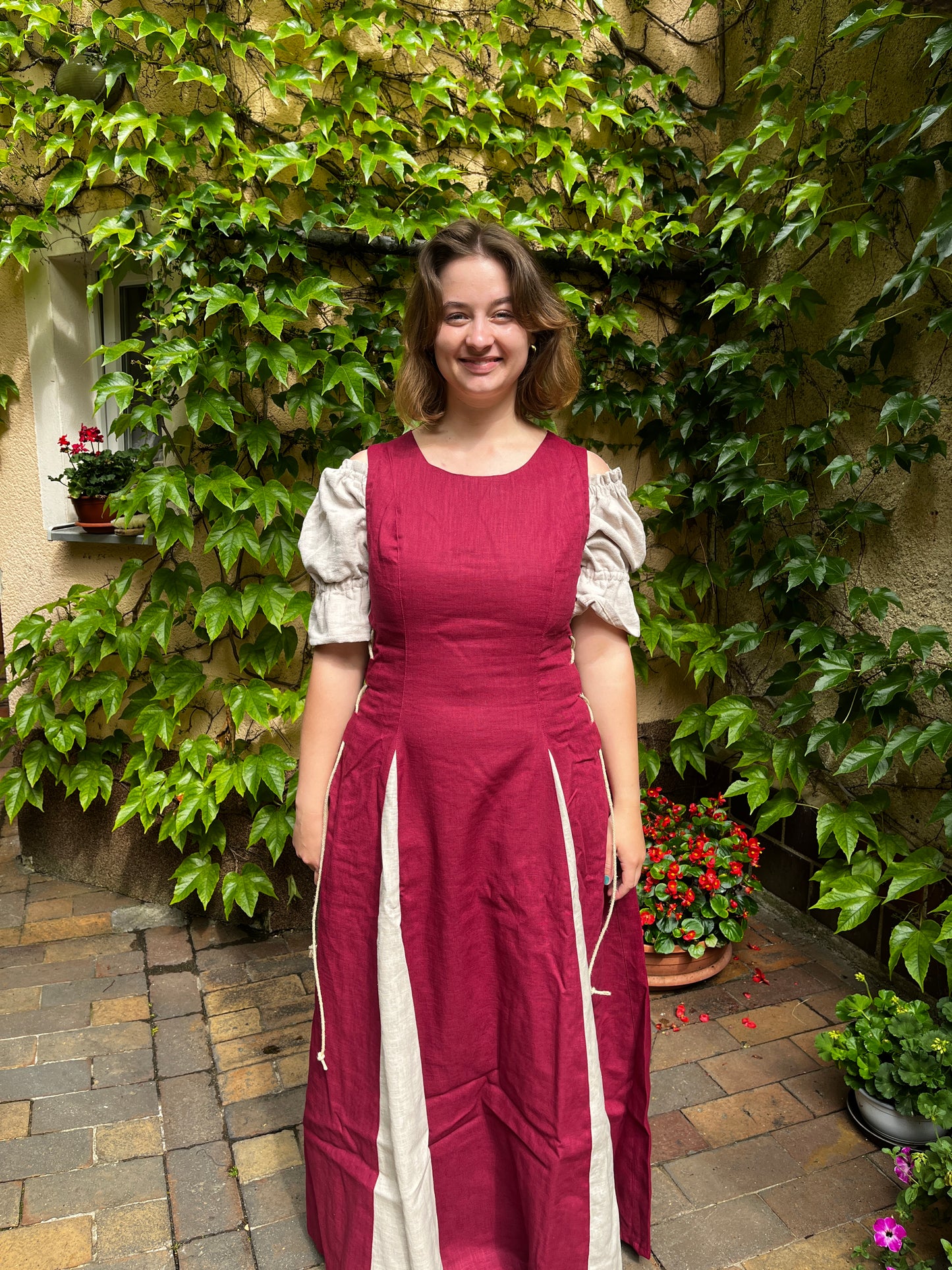 Blaudruck Greiz Kleid M11 Leinenkleid Martsch rot
