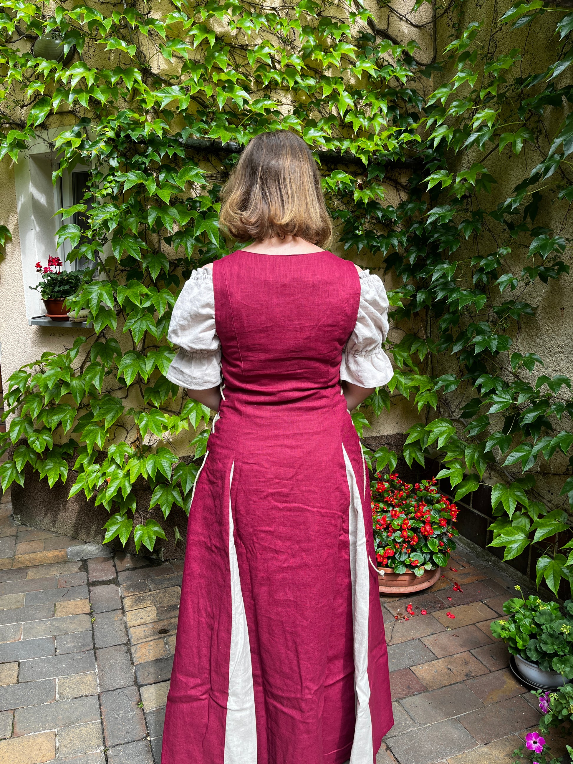 Blaudruck Greiz Kleid M11 Leinenkleid Martsch rot