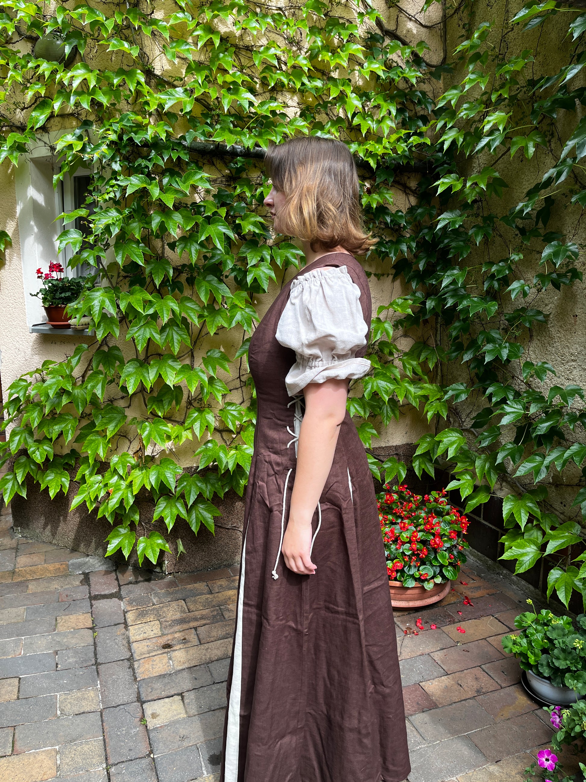 Blaudruck Greiz Kleid M11 Leinenkleid Martsch braun