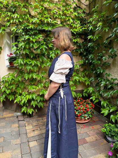 Blaudruck Greiz Kleid M11 Leinenkleid Martsch blau